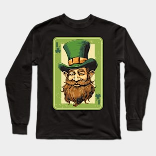 Leprechaun Shamrock Card St Paddys Day Festival Long Sleeve T-Shirt